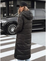 Dámská zimní dlouhá prošívaná bunda s kapucí černá FashionStreet TY5482 Dámská zimní dlouhá prošívaná bunda s kapucí černá FashionStreet TY5482