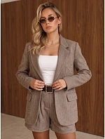 Dámská bunda s kostkovaným vzorem, béžová, FashionStreet PY0154