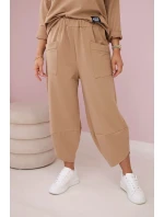 Bavlněná mikina kalhoty set Velbloud