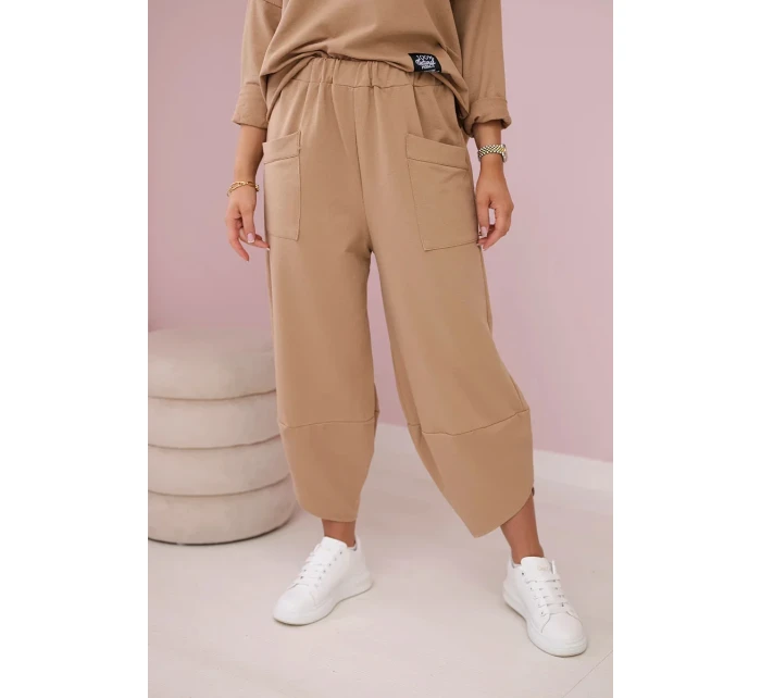 Bavlněná mikina kalhoty set Velbloud