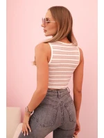 Top dámský bavlněný s výstřihem a zlatým akcentem tmavě růžová