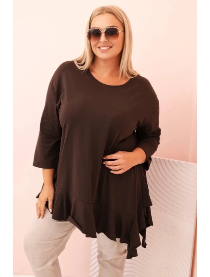 Dámská blůza Plus Size s model 21259122 kapsou a ohrnutým rukávem kiwi - K-Fashion Dámská blůza Plus Size s model 21259122 kapsou a ohrnutým rukávem kiwi - K-Fashion