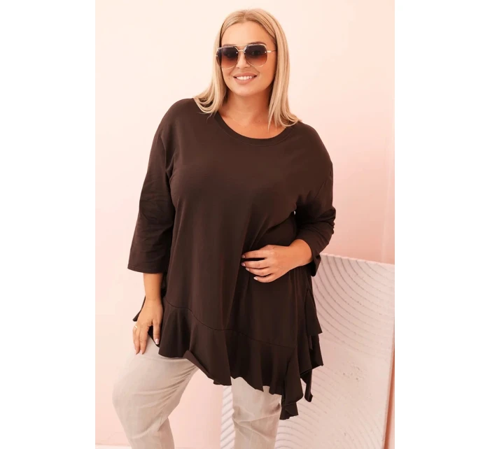 Dámská blůza Plus Size s model 21259122 kapsou a ohrnutým rukávem kiwi - K-Fashion Dámská blůza Plus Size s model 21259122 kapsou a ohrnutým rukávem kiwi - K-Fashion