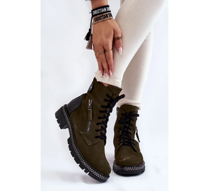 Semišové zateplené boty model 21605472 Zelená - Laura Messi