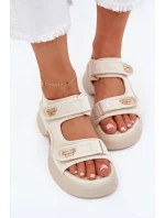 Dámské sandály se zlatými detaily béžové model 21701752 - EVENTO Dámské sandály se zlatými detaily béžové model 21701752 - EVENTO