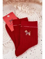 Dámské vánoční ponožky srdce a model 21786653 červené - Aura.via