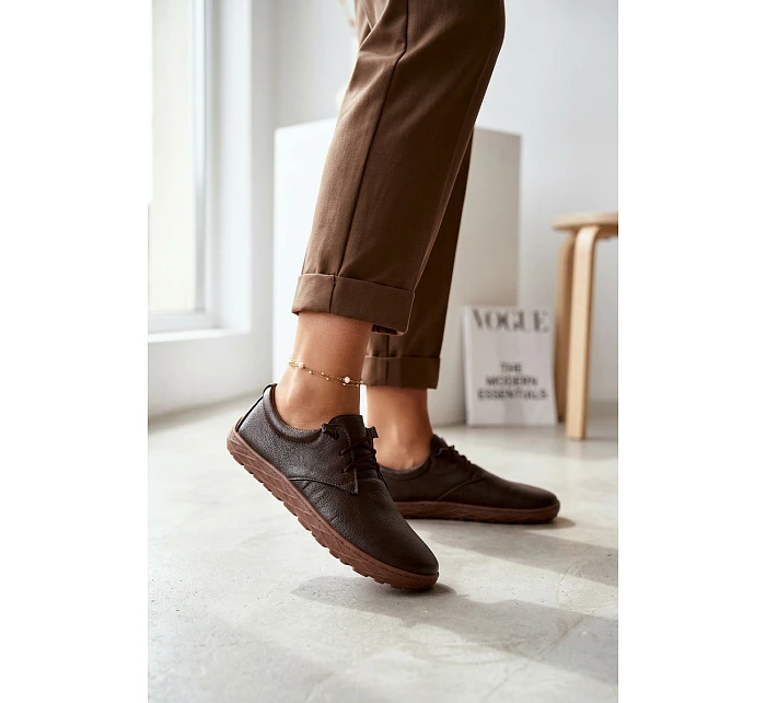 Kožené dámské polobotky Barefoot model 22074657 Čokoládové - Zazoo Kožené dámské polobotky Barefoot model 22074657 Čokoládové - Zazoo