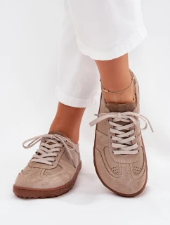 Dámské kožené barefoot tenisky Zazoo – béžové