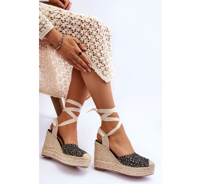Vázané dámské sandály na klínu Černé Josephine Vázané dámské sandály na klínu Černé Josephine