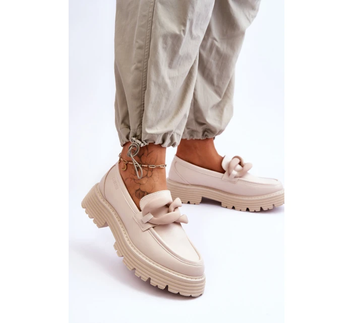 Kožené mokasínové boty Big Star LL274581 Béžová