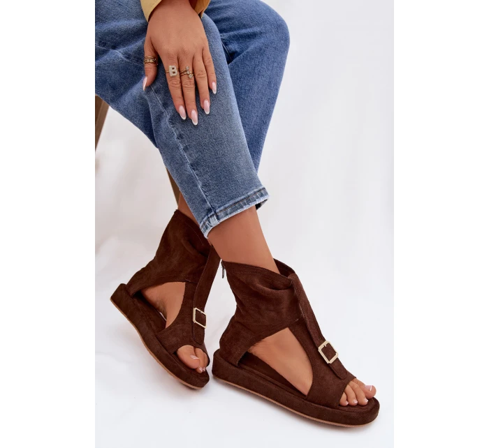 Dámské sandály s páskem čokoládové model 21943381 - Boto