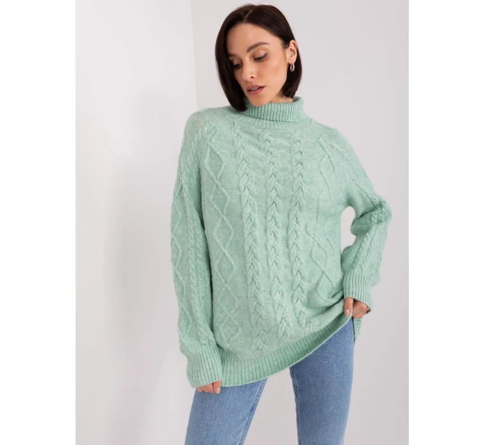 Sweter AT SW  mietowy model 19034342 - FPrice