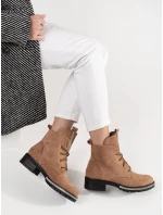 Trendy dámské hnědé kotníčkové boty bez podpatku Trendy dámské hnědé kotníčkové boty bez podpatku