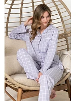 Pyžamo Laveza 1782 Lila, dlouhé rukávy, velikosti M–2XL, rozepínací