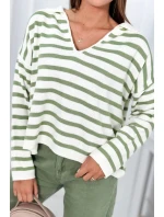 Pruhovaný svetr tmavá máta