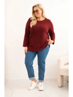 Svetr dámský plus size s lodičkovým výstřihem bordový Svetr dámský plus size s lodičkovým výstřihem bordový