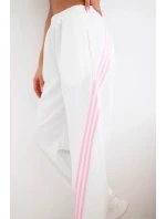 Dámské kalhoty z viskózy s lampasem máslové bílé Dámské kalhoty z viskózy s lampasem máslové bílé