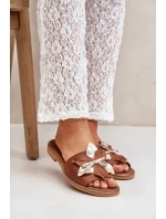 Pantofle S Dekorací Přírodní Kůže Zazoo 3574/Z Camel Pantofle S Dekorací Přírodní Kůže Zazoo 3574/Z Camel