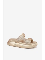 Zdobené Dámské Sandály Na Platformě Zlaté model 21699277 - Boto Zdobené Dámské Sandály Na Platformě Zlaté model 21699277 - Boto