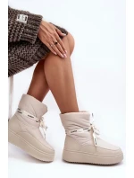 Dámské sněhule s ozdobným šněrováním světle béžová Siracna