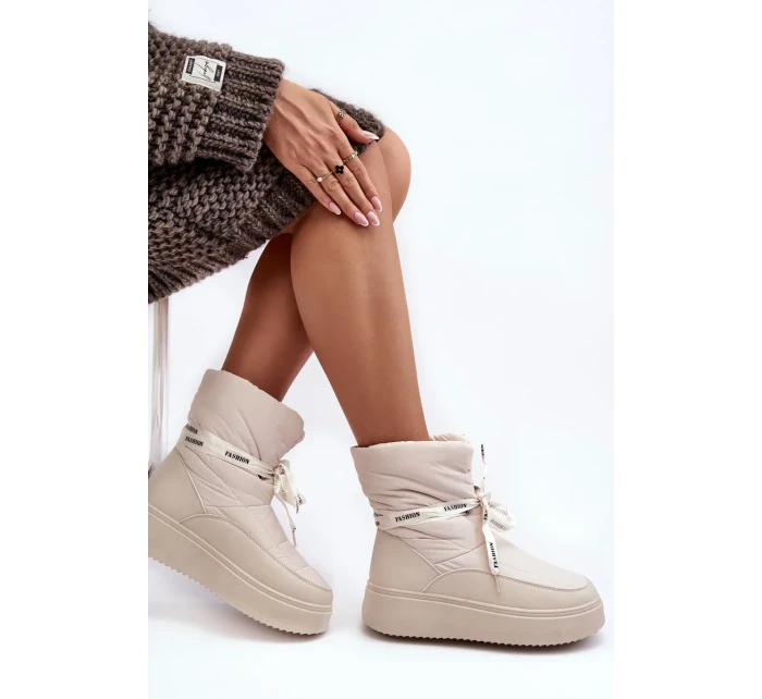 Dámské sněhule s ozdobným šněrováním světle béžová Siracna