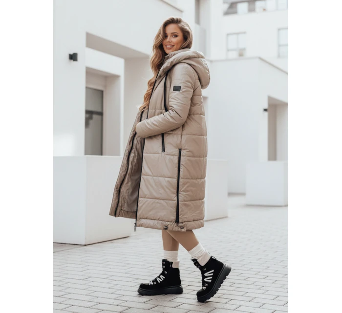 Dámská přechodná bunda prošívaná s kapucí béžová Dstreet model 21991084 - FashionStreet