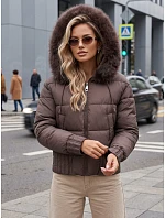 Dámská zimní prošívaná bunda s kožešinou, světle hnědá, FashionStreet TY5831 Dámská zimní prošívaná bunda s kožešinou, světle hnědá, FashionStreet TY5831