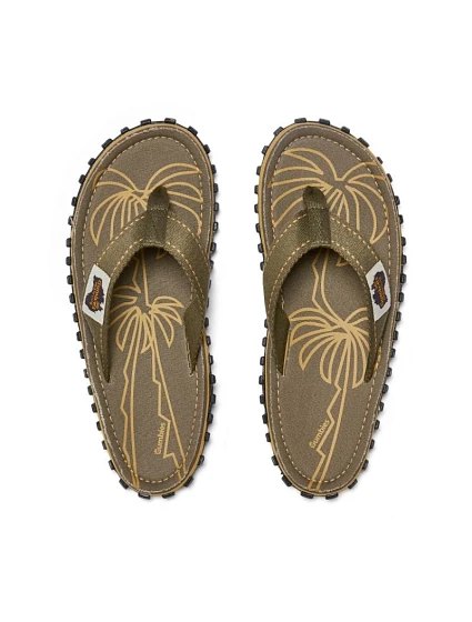 Pánské žabky Gumbies ISLANDER FLIP-FLOP PALM LEAF KHAKI