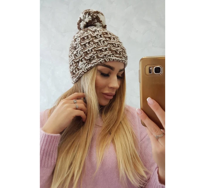 Fleecová čepice Fiona K275 bílá+hnědá Fleecová čepice Fiona K275 bílá+hnědá