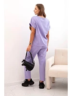 Bavlněný komplet halenka + kalhoty světlá fialová