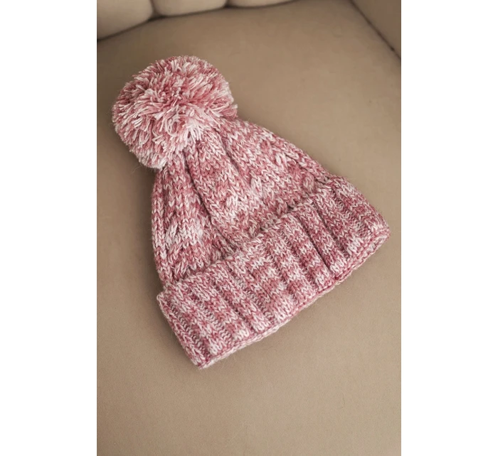 Dámská zimní čepice s bambulí z vlny model 21725320 světle růžová - K-Fashion Dámská zimní čepice s bambulí z vlny model 21725320 světle růžová - K-Fashion