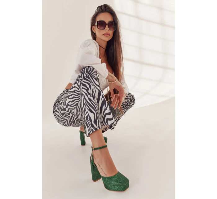 Dámské sandály třpytivé na podpatku model 21597005 - Boto Dámské sandály třpytivé na podpatku model 21597005 - Boto