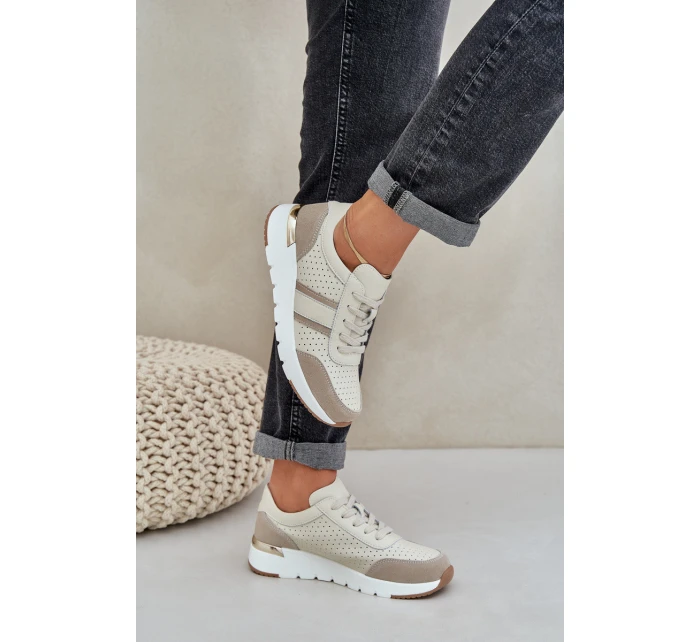 Dámské kožené tenisky na platformě béžové Gatira Dámské kožené tenisky na platformě béžové Gatira