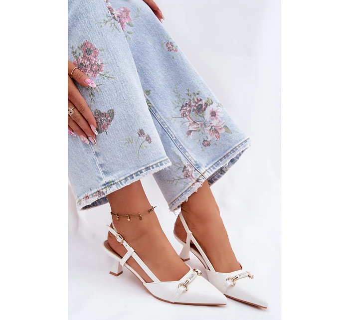 Dámské sandály na podpatku s  bílé model 22122516 - Boto