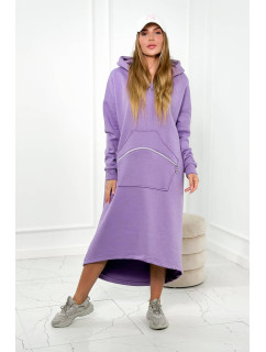 Zateplené šaty s kapucí fialové