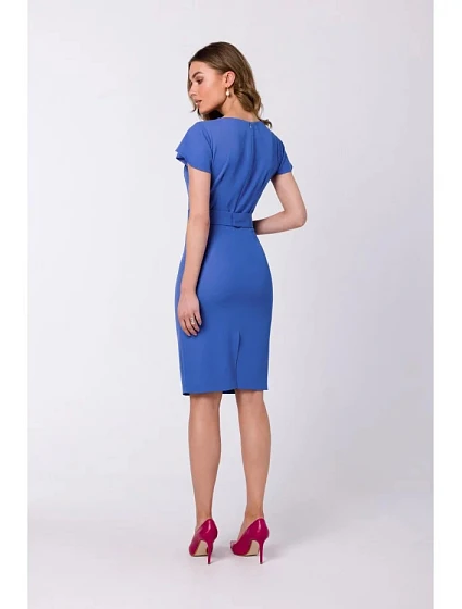 Pouzdrové šaty s páskem model 21049870 modré - STYLOVE
