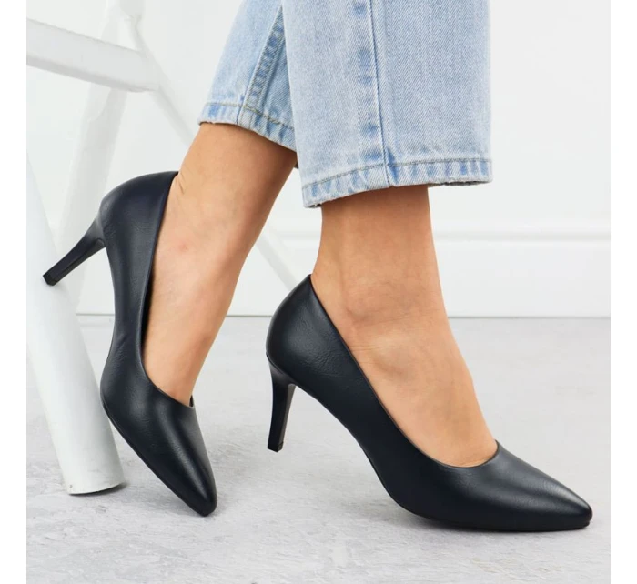 Dámské tmavě modré lodičky na jehlovém podpatku Sergio Leone 1336