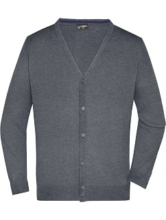 JN 661 Pánský pletený cardigan s výstřihem do V model 22488049 grey heather - Daiber