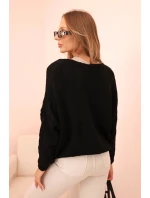 Svetr dámský s výstřihem do V a knoflíky černý Svetr dámský s výstřihem do V a knoflíky černý