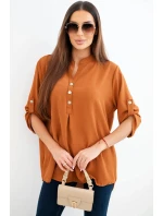 Halenka s delším zadním dílem tmavě camelová Halenka s delším zadním dílem tmavě camelová