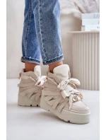 Kožené Dámské Tenisky Na Masivní Platformě Béžové CheBello 4561
