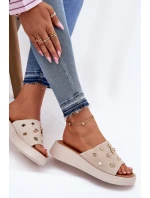 Dámské Semišové Pantofle S  Béžové model 21697728 - VINCEZA