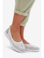 Kožené Ažurové Baleríny model 22027780 Bílé - S.Barski