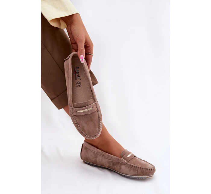 Dámské ploché Mokasíny z přírodního semiše S.Barski LR61-7029 Hnědé