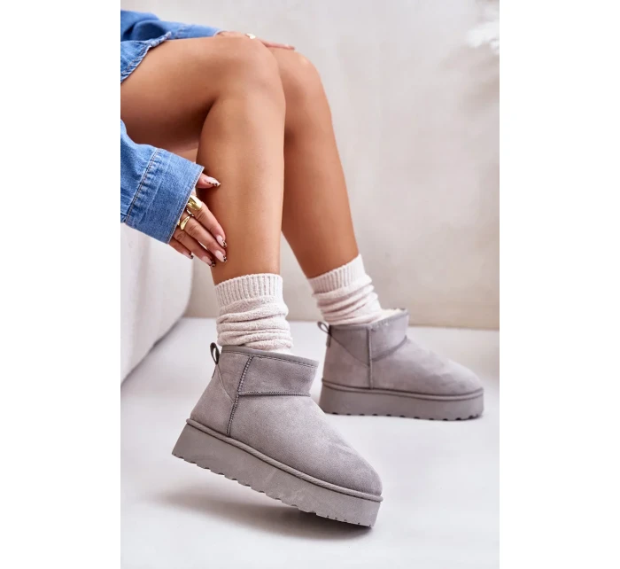 Sněhule Dámské Na Platformě Zateplené Kožíškem Šedé Xamella Sněhule Dámské Na Platformě Zateplené Kožíškem Šedé Xamella