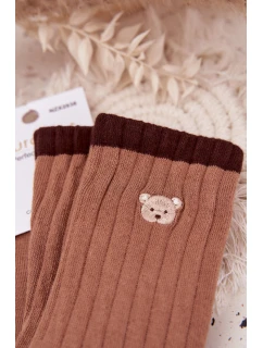 Dámské bavlněné ponožky s malým medvídkem – světle hnědé