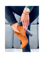 Dámské kotníkové boty na sloupkovém podpatku UK11P Hnědá Camel - Seastar