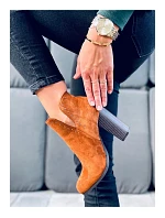 Dámské kotníkové boty na sloupkovém podpatku UK11P Hnědá Camel - Seastar