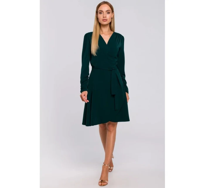 Dámské šaty M487 Tmavě zelená - MOE Dámské šaty M487 Tmavě zelená - MOE
