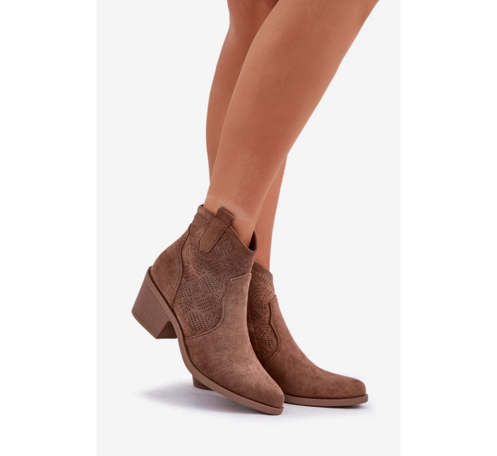 Kozačky Na Zip Eko Velurové  Hnědé model 21685117 - S.Barski